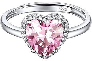 ChicSilver Anello Argento 925 Regolabile Donna Pietra Portafortuna 12 Mesi Forma Cuore, Confezione Regalo