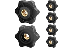 Caianwin 32#M8 6 Pezzi Manopola di Serraggio con Filettatura Zigrinata Dadi con Impugnatura a Stella in legno, Dispositivi Elettronici