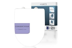 SCHÜTTE Abattant WC compatible avec Geberit Icon, avec système d'abaissement automatique, fabriqué en UE, couvercle de toilette amovible en Duroplast incassable, couvercle de toilette et lunettes
