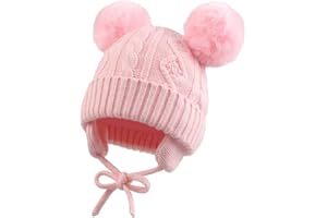 XIAOHAWANG Baby Mädchen Mütze Jungen Babymütze Winter Strickmütze Kindermütze Warme Wintermütze Mit Bommel