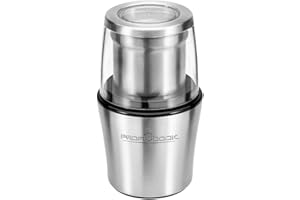 Profi Cook PC-KSW 1021 N - Moulin 2 en 1 - A Café et fonction Broyeur - couvercle transparent - 200 Watts - Couleur Argent