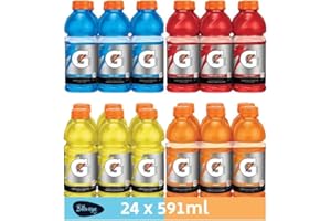 BLLU EYE Gatorade Variety Sports Drink, 591mL Bottles, 24 Pack 4 Flavors, Imported from Canada