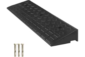 bimiti 1PC 4" Height Heavy Duty Rubber Kerb Ramp, 100x25x10 cm Portable Threshold Curb Ramp for Driveway Sidewalk, Non-Slip Ramps with 3 Bolts, for Wheelchair Car Truck Bike Motorcycle, Black