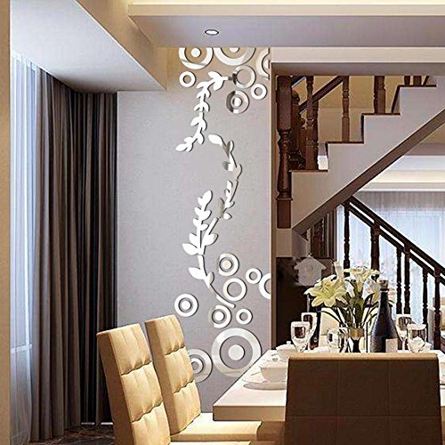 Preisvergleich Produktbild 3D modern Wasserdicht Tapete, NINGSANJIN Acryl spiegel Wandaufkleber Wandtattoo Papier Abnehmbare selbstklebend Tapete für Schlafzimmer Wohnzimmer moderne Hintergrund TV-Decor Silber