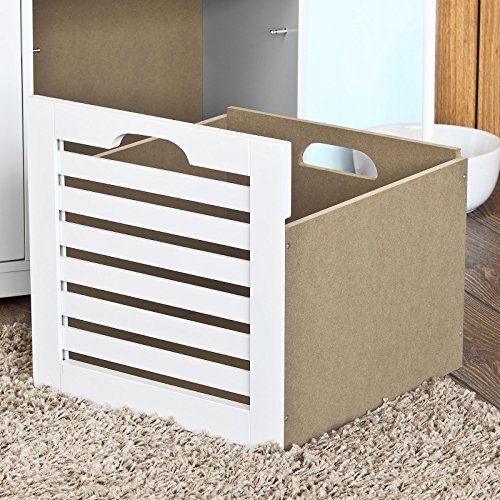 SoBuy® moderne Schuhtruhe,Sitzkommode mit 3 Körben,Sitzbank, Schuhschrank mit Sitzkissen,Spieltruhe, FSR23-W - 5