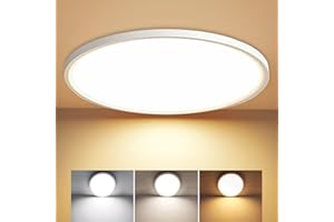 MGEELED Lampa Sufitowa LED, Ø 30cm 20W 2400lm 3 Temperatury Barwowe 3000K/4000K/6500K, Wodoodporna Lampa Łazienkowa IP44, Prosta, Nowoczesna, Okrągła, Do Kuchni, Sypialni, Piwnicy, Łazienki, Korytarza