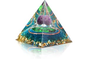 MPLEHDA Pirámide de cristal, 6 cm, amatista, pirámide, piedra preciosa, árbol de la vida, pirámide, decoración del hogar, para yoga, meditación (verde)