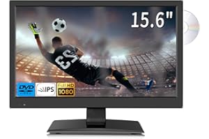 ZOSHING 16inch TV with DVD Player,Full HD IPS 1080P LED screen TV Built in Digital T2 Tuner Freeview channels,HDMI and USB port,12v car cable/AC powered for RV,bedroom,Campervan(UK-2023) (15.6inch)
