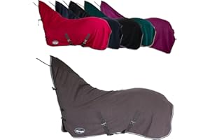 Marengos - Abschwitzdecke Economic mit Halsteil | Pferdedecke m. Kreuzgurt, Metallverschluss, Schweifkordel | atmungsaktive Fleecedecke | Pferde-Outdoordecke | Pferde Zubehör in Grau | 145cm