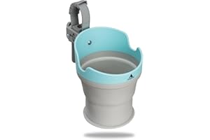 ASQUARE Portabicchieri pieghevole per passeggino: il portabibite ottimale con fissaggio regolabile, adatto a tutti i passeggini, portabottiglie in silicone adatto a tutte le bottiglie comuni.