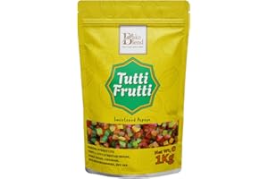 Bake Blend Multi Coloured Tutti Frutti 1kg - Tooty Frooty - Sweetened Diced Papaya Fruit Bits for Cakes, Baking, Ice Cream Toppings, Breads, Muffins, Cookies & Dessert Decoration