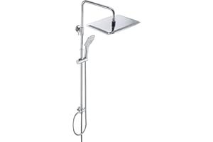 JOHO Colonne de Douche sans Robinetterie Colonne Douche Réglable sans Mitigeur pour Salle de bain Système de Douche Chromé Esemble de Douche pour baignoire Pommeau de Douche 35x25cm.