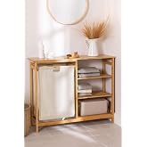 Digithome Bamboo 3 Shelves 1 Compartment Dirty Basket Bathroom Organizer Laundry Basket Organizer DB-0008