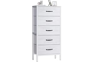 LYNCOHOME Kommode mit Schubladen, Kommode aus Stoff, Sideboard TV Schrank mit 5 Stoffschubladen, Aufbewahrungsschrank Schlafzimmer Schubladenschrank Küche Ordnungsmöbel für Büro Flur