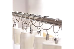 SHOWLL Vorhangringe mit Clipper,20 Stück Edelstahl Vorhangringe-Set Vorhang Clip Gardinenstange Gardinenringe Vorhangringe mit Clips,30mm Durchmesser