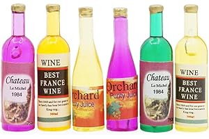 Odoria 6 botellas de vino en miniatura para casa de muñecas a escala 1/12, accesorios para casa de muñecas