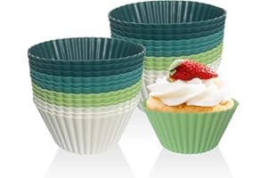 YOOLHAMY Lot de 24 Moules à Muffins Silicone, réutilisables moule cupcake et antiadhésifs pour cupcakes, plateau à pudding, Anti-adhésif, 4 Couleurs