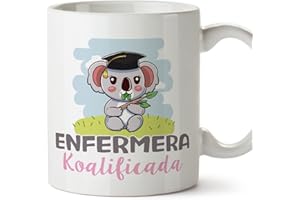 MUGFFINS Tazas para ENFERMERA mujer - En Español - Koalificado/koalificada - 11 oz / 330 ml - Regalo original y divertido