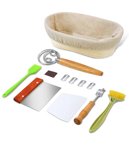 Sauerteig-Brotback-Set – Mit 2 Silikon-Banneton-Körben, Glas, Schaber, Pinsel Uvm.