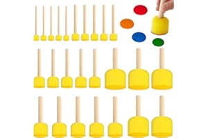 ZORVIXAL 25 Stück Schaumstoff Pinsel Set, Schaumstoff Stupfpinsel, Mit Holzgriff Pinselset aus schaumstoffs, Schwammwerkzeuge mit Runden Pinseln, für Kinder Malerei Doodle DIY Kunst Handwerk - 5 Größen