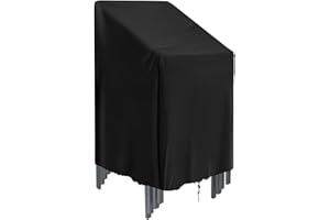 GARPROVM Funda para sillas apilables, 64x64x120cm funda protectora para sillas de jardín, resistente a la intemperie tela Oxford impermeable para sillas de jardín, sillas de balcón