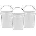 United Solutions 5 Gallon Bucket, Heavy Duty Plastic Bucket, Comfortable Handle, Easy to Clean, Perfect for on The Job, Home Improvement, or Household Cleaning; White, Pack of 3