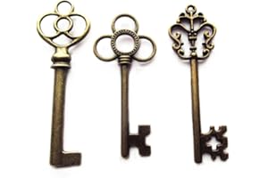 Makhry Paquete Mixto de 30 Llaves de Esqueleto Rústico Retro Vintage en Color Bronce Antiguo, Estilo 3, Favor de la Boda de 30 piezas Rústico (Bronce)