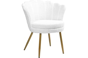 IL GRUPPONE PASSIONE CASA Poltrona Conchiglia Camera da Letto in Velluto Design Moderno, Sedia Classica con Gambe in Metallo Placcato Oro - Poltroncina per Salotto con Seduta Morbida Imbottita Modello Maddina - TeddyBianco