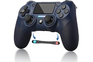 ezekers Replacement for PS4 Controller, Programmable Function with 6-axis Gyro Sensor Non-Slip Joystick Dual Vibration, Audio Function with 3.5mm Jack