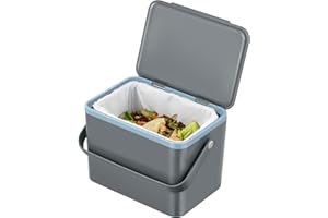 EKO Food Waste Compost Bin, Kitchen Countertop Food Waste Caddy,Compost Bin with Lid, Grey, 4 Litre