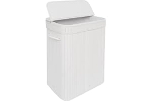 Relaxdays Tvättkorg med lock bambu 72 l hopfällbar tvättkorg H x B x D 60 x 40 x 30 cm tvättkorg för badrum