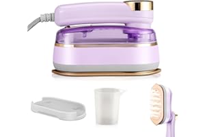 NTMAICHY Dampfbügeleisen Mini, 1300W Faltbares Tragbares Reisebügeleisen, Dampfbügel Keramik Antihaft Bügelsohle mit Display, 180° Drehung Mini Kleines Bügeleisen Dampf für Zuhause Unterwegs (Violet)