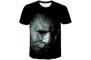 NUTSIE T Shirt à Manches Courtes Halloween 3D Michael Myers Scary Horror Print, Sweat Shirt Décontracté Surdimensionné pour Hommes Et Femmes XS - 4XL