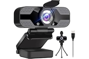 IFACA 1080p PC Webcam con micrófonos duales con cancelación de Ruido, Enfoque automático, corrección de luz, con Obturador de privacidad y trípode, USB 2.0 UHD Webcam para PC Mac Skype Streaming,(30 FPS)