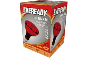 Eveready 250 Watt Finish Hard Glass Edison Screw E27 Infra Heat Lamp Bulb, W, Ruby Red
