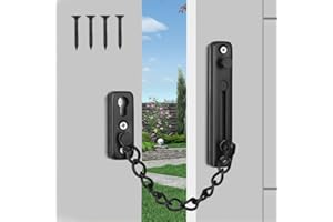 YUEYIXII Door Chain Lock Stainless Steel Internal Door Chain Anti Theft Latch Chain Door Lock with Spring and Screws for Hotel Home Living Motel Apartment Bedroom (Black)