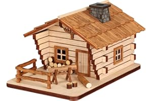 ‎SEIFFENER VOLKSKUNST Seiffener Volkskunst | Räucherhaus Blockhütte Räucherfigur | 100 teiliges Bastelset aus Holz | zum Selbstbasteln 15x11x9 cm | Original Erzgebirge | 20011 | Blockhütte