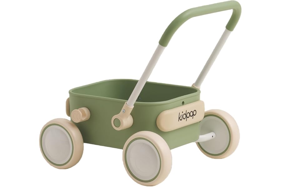 Kidpop PULA Push & Pull Walker Wagon，Baby Walker with Wheels,Toddler balance Wagon for First Learner Baby Boys/Girls Toys, 7 months–3 years Year Old Birthday Gifts (Green)