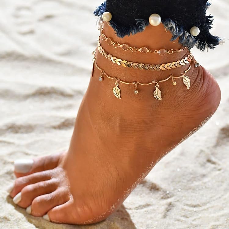 Bracelet De Cheville Délicat En Or - Chaîne à Perles Et Coquillages, Réglable, Pour L'été Et La Plage - 9