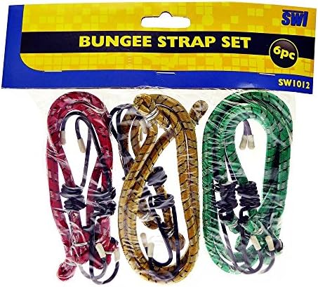 6 x Bungee Strap Elasticated Rope With Hooks Set