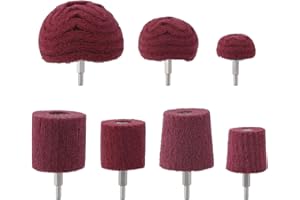 QWORK® 7 Pièces Tête de Polissage pour Perceuse, Grain 240, Poignée 1/4'', pour Polir le Métal et le Bois