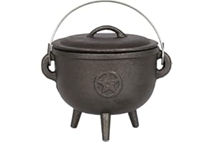 SOMETHING DIFFERENT Chaudron avec pentagramme | Fonte | 15 cm | H : 13,5 cm l : 15 cm P : 9,7 cm | Lot de 1