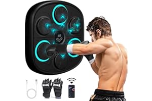 BESTLINE Maquina Boxeo Musical Pared 9 Velocidades, Fácil Instalación Sin Taladros, Conexión Bluetooth, Recuento de Golpes, Luces al Ritmo de la Música, Incluye Guantes