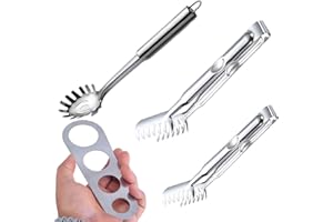 Lot de 4 de Serveur de Pâtes Acier Inoxydable, Jicyor 2pcs Pinces à Spaghettis +1pcs Cuillère à Pâtes +1pcs Outil de Mesure Spaghetti pour Cuisine Nouilles