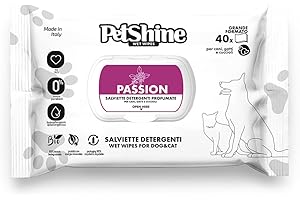 PETSHINE PorRini - Salviette igieniche per Cani e Gatti, Passione, 80 Pezzi, Pulizia Delicata ed Efficace, elimina odori e rinfresca la Pelliccia degli Animali Domestici
