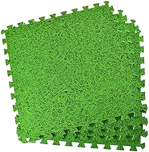 TIB EVA Wooden Grass Design Mat, Interlocking Play Mat Floor Covering Mat, Baby Playmat Play mats for Kids 10 mm Thickness 60 x 60 cm Each Tile, (Set of 4 Tiles - 16 Feet, Grass)