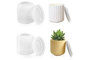 POFIBO 2 Piezas Molde de Silicona para Velas, Molde para Velas de Silicona con Tapa, Molde para Velas Silicona para Resina Para jarrones, candelabros, candelitas