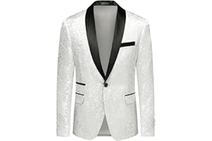 Allthemen Men's Luxury Casual Blazer Slim Fit Paisley Floral Jacquard Suit Jackets Stylish Coats Chic Jackets