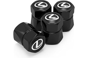 NGJIDP Black Alloy Tyre Valve Caps, Car Tyre Caps Compatible with Lexus ES350 GS350 GS300h GS450h is300 es350 ls460 rx350 NX300h, Leak-Proof Dust Caps for Car Tyres, 4PCS
