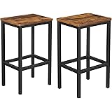VASAGLE Set di 2 Sgabelli da Bar, Sedie da Pranzo Alte, per Cucina, Sala da Pranzo, Soggiorno, Stile Industriale, Marrone Vin